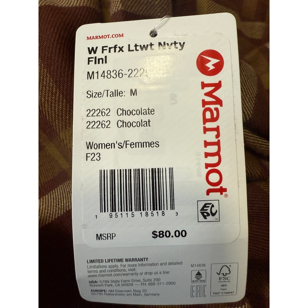 MARMOT Fairfax - Women's Brown‎ Button Flannel Shirt - Size Medium - NWT - Picture 5 of 8